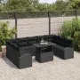 Conjunto de Sofás de Jardín de 10 Piezas con Cojines Negro Poliratán by , Outdoor sofas - Ref: Foro24-3348709, Price: 676,80 ...