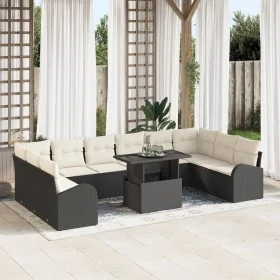 Conjunto de Sofás de Jardín de 11 Piezas Negro de
