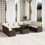 Juego de Sofá de Jardín de 11 Piezas con Cojines Marrón de Ratán Poliéster von , Outdoor-Sofas - Ref: Foro24-3348714, Preis: ...