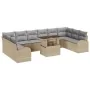 Conjunto de Sofás de Jardín de 11 Piezas con Cojines Beige de Ratán Poliéster | Foro24.es | Tu tienda online para hogar, jardín y más Foro24.es