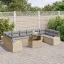 Conjunto de Sofás de Jardín de 11 Piezas con Cojines Beige de Ratán Poliéster | Foro24.es | Tu tienda online para hogar, jardín y más Foro24.es