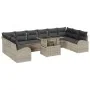 Juego de Sofá de Jardín de 11 Piezas con Cojines Gris Claro Ratán Poli by , Outdoor sofas - Ref: Foro24-3348718, Price: 804,9...