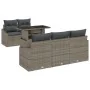 Juego de Sofás de Jardín de 6 Piezas con Cojines Ratán Poliéster Gris de , Sofás de exterior - Ref: Foro24-3348915, Precio: 4...