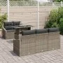 Juego de Sofás de Jardín de 6 Piezas con Cojines Ratán Poliéster Gris de , Sofás de exterior - Ref: Foro24-3348915, Precio: 4...