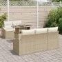 Conjunto de Sofás de Jardín de 6 Piezas con Cojines Beige Ratán Poliéster | Foro24.es | Tu tienda online para hogar, jardín y más Foro24.es