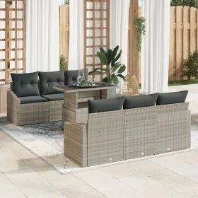 Conjunto de sofá de jardín de 7 piezas con
