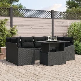 Set de Sofás de Jardín de 7 Piezas con Cojines Negros de Rattan PE von , Outdoor-Sofas - Ref: Foro24-3348939, Preis: 511,50 €...