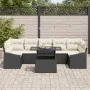 Conjunto de sofá de jardín de 8 piezas con cojines negro poliratán | Foro24.es | Tu tienda online para hogar, jardín y más Foro24.es