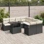 Conjunto de sofá de jardín de 9 piezas con cojines Negro Poliratán | Foro24.es | Tu tienda online para hogar, jardín y más Foro24.es