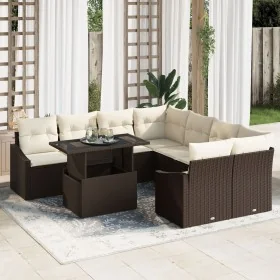 Conjunto de Sofás de Jardín 9 Piezas con Cojines
