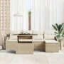 Juego de Sofá de Jardín de 6 Piezas con Cojines Beige de Ratán Poli | Foro24.es | Tu tienda online para hogar, jardín y más Foro24.es