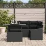 Juego de Sofá de Jardín de 5 Piezas con Cojines de Rattan Poliéster Negro by , Outdoor sofas - Ref: Foro24-3348999, Price: 39...