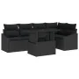 Conjunto de Sofá de Jardín Juego de 6 Negro Ratán, Poliéster by , Outdoor sofas - Ref: Foro24-3349009, Price: 446,27 €, Disco...