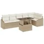 Juego de Sofás de Jardín de 7 Piezas con Cojines Beige Poliratán | Foro24.es | Tu tienda online para hogar, jardín y más Foro24.es