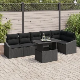 Conjunto de sofá de jardín de 7 piezas con cojines negros de poliratán von , Outdoor-Sofas - Ref: Foro24-3349019, Preis: 510,...