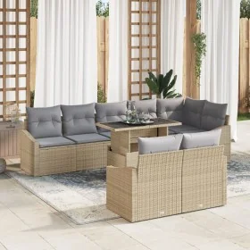 Juego de Sofás de Jardín de 9 Piezas con Cojines Beige de Ratán Poliéster von , Outdoor-Sofas - Ref: Foro24-3349026, Preis: 6...