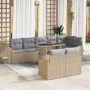Juego de Sofás de Jardín de 9 Piezas con Cojines Beige de Ratán Poliéster by , Outdoor sofas - Ref: Foro24-3349026, Price: 67...