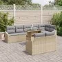 Juego de Sofás de Jardín de 9 Piezas con Cojines Beige de Ratán Poliéster by , Outdoor sofas - Ref: Foro24-3349026, Price: 67...