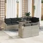 Juego de Sofá de Jardín de 9 Piezas con Cojines Gris Claro Ratán Poli de , Sofás de exterior - Ref: Foro24-3349028, Precio: 7...