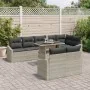 Juego de Sofá de Jardín de 9 Piezas con Cojines Gris Claro Ratán Poli de , Sofás de exterior - Ref: Foro24-3349028, Precio: 7...