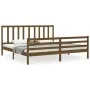 Honey brown solid wood bed frame and headboard 200x200 cm by vidaXL, Beds and slatted bases - Ref: Foro24-3193879, Price: 165...