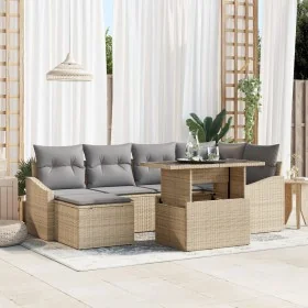 Juego de Sofá de Jardín de 7 Piezas con Cojines Beige Poliratán von , Outdoor-Sofas - Ref: Foro24-3349036, Preis: 489,12 €, R...