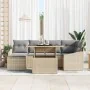 Juego de Sofá de Jardín de 7 Piezas con Cojines Beige Poliratán von , Outdoor-Sofas - Ref: Foro24-3349036, Preis: 489,12 €, R...