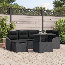 Conjunto de 7 piezas de sofá de jardín con cojines de ratán poliratan negro de , Sofás de exterior - Ref: Foro24-3349039, Pre...