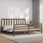 Honey brown solid wood bed frame and headboard 200x200 cm by vidaXL, Beds and slatted bases - Ref: Foro24-3193879, Price: 165...