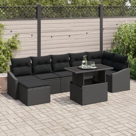 Juego de Sofá de Jardín de 8 Piezas con Cojines Ratán Negro by , Outdoor sofas - Ref: Foro24-3349049, Price: 556,35 €, Discou...