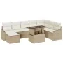 Conjunto de Sofás de Jardín de 9 Piezas con Cojines Beige de Poliratán | Foro24.es | Tu tienda online para hogar, jardín y más Foro24.es