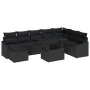 Conjunto de Sofá de Jardín de 9 Piezas con Cojines Negro Ratán Poliéster by , Outdoor sofas - Ref: Foro24-3349059, Price: 606...