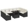 Set de sofá de jardín de 10 piezas con cojines negros de poliratán | Foro24.es | Tu tienda online para hogar, jardín y más Foro24.es