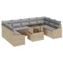 Juego de Sofá de Jardín de 10 Piezas con Cojines Beige Ratán Poliéster by , Outdoor sofas - Ref: Foro24-3349066, Price: 663,3...