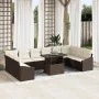Conjunto de Sofás de Jardín de 11 Piezas con Cojines de Ratán Poli Marrón | Foro24.es | Tu tienda online para hogar, jardín y más Foro24.es