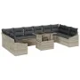 Conjunto de Sofá de Jardín de 11 Piezas con Cojines de Ratán Sintético Gris Claro von , Outdoor-Sofas - Ref: Foro24-3349078, ...