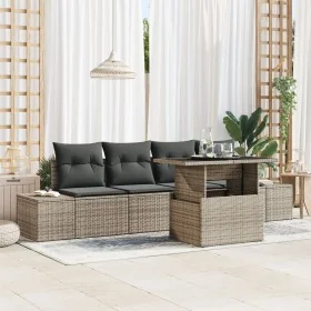 Juego de sofá de jardín de 5 piezas con cojines Gris Polirratán von , Outdoor-Sofas - Ref: Foro24-3349085, Preis: 368,54 €, R...