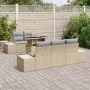 Juego de Sofá de Jardín de 6 Piezas con Cojines Beige Poliratán | Foro24.es | Tu tienda online para hogar, jardín y más Foro24.es