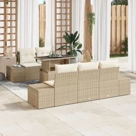 Juego de Sofás de Jardín de 6 Piezas con Cojines Beige Ratán Sintético by , Outdoor sofas - Ref: Foro24-3349097, Price: 536,1...