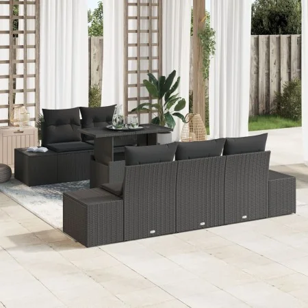 Set de Sofá de Jardín de 6 Piezas Con Cojines Negro Poliratán von , Outdoor-Sofas - Ref: Foro24-3349099, Preis: 511,14 €, Rab...