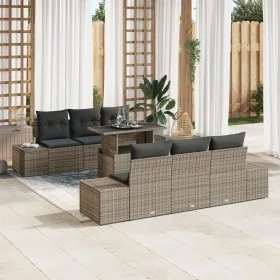 Conjunto de Sofás de Jardín de 7 Piezas con Cojines Gris Ratán Poliéster by , Outdoor sofas - Ref: Foro24-3349105, Price: 554...