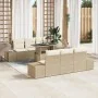 Conjunto de Sofá de Jardín de 7 Piezas con Cojines Beige de Ratán Sintético von , Outdoor-Sofas - Ref: Foro24-3349107, Preis:...
