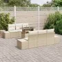 Conjunto de Sofá de Jardín de 7 Piezas con Cojines Beige de Ratán Sintético von , Outdoor-Sofas - Ref: Foro24-3349107, Preis:...