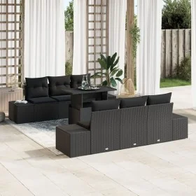 Juego de Sofás de Jardín de 7 Piezas con Cojines de Poliratán Negro by , Outdoor sofas - Ref: Foro24-3349109, Price: 566,15 €...