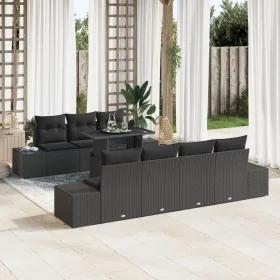 Conjunto de Sofá de Jardín de 8 Piezas con Cojines Negro Ratán Poliéster von , Outdoor-Sofas - Ref: Foro24-3349129, Preis: 61...