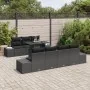 Conjunto de Sofá de Jardín de 8 Piezas con Cojines Negro Ratán Poliéster by , Outdoor sofas - Ref: Foro24-3349129, Price: 618...