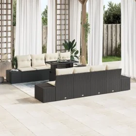 Conjunto de Sofás de Jardín de 9 Piezas con Cojines en Negro de Ratán Polipropileno von , Outdoor-Sofas - Ref: Foro24-3349143...