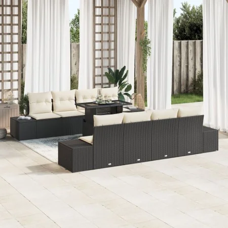 Conjunto de Sofás de Jardín de 9 Piezas con Cojines en Negro de Ratán Polipropileno by , Outdoor sofas - Ref: Foro24-3349143,...