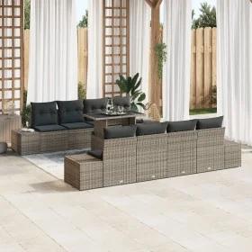 Conjunto de Sofá de Jardín de 9 Piezas con Cojines Gris Ratán Poliy by , Outdoor sofas - Ref: Foro24-3349145, Price: 660,83 €...