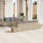 Conjunto de Sofá de Jardín de 9 Piezas con Cojines Beige de Ratán Poliéster by , Outdoor sofas - Ref: Foro24-3349146, Price: ...